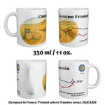 The Camino Frances mug seen from four sides, 330 ml / 11 oz.