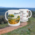 Another route variation of the Rota Vicentina on a white mug, shown from two sides.