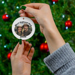 West Highland Way photo ornament shown in front of Christmas tree.