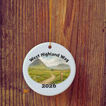 Basic version of West Highland Way ornament in front of wooden door.