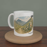 Video of a white GR 20 mug turning slowly, showing both editions: the watercolour map and the photo version.